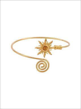 Minimalist Open Adjustable Upper Arm Cuff Coil Swirl Armlet Statement Jewelry